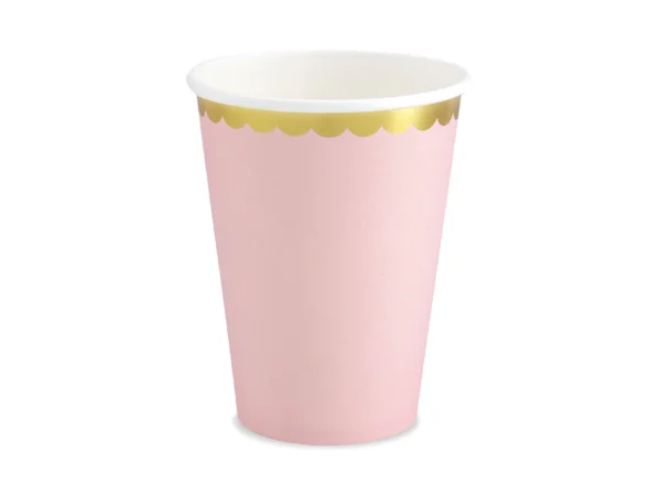 Heleroosad papptopsid kuldse äärega, 220 ml