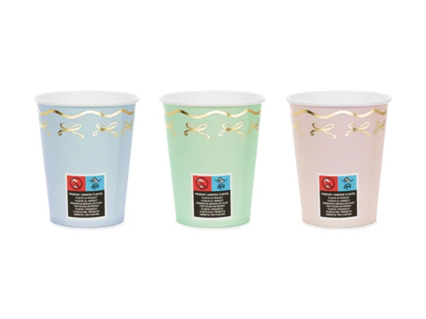 Pastelsed papptopsid kuldsete lipsukestega, 220 ml, 6 tk - Image 2
