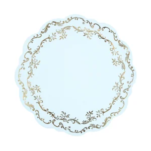Helesinised lauamatid kuldse ornamendiga, 35,5 cm, 6 tk