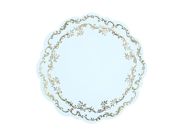 Helesinised lauamatid kuldse ornamendiga, 35,5 cm, 6 tk