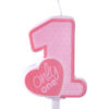 sünnipäevaküünal Only One - 1. sünnipäev - roosa - 8 cm