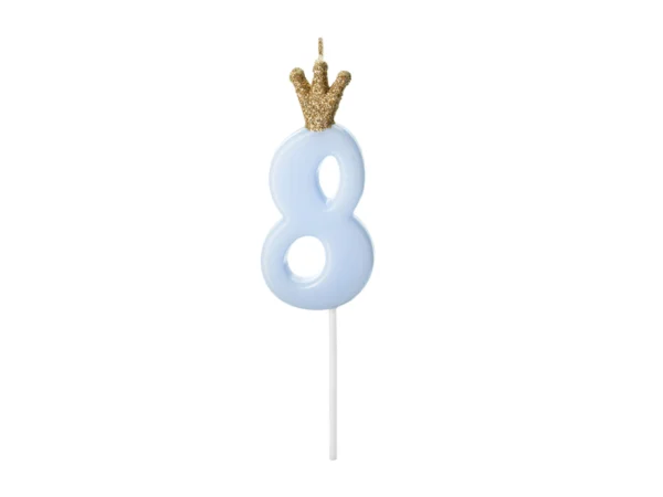 Sünnipäevaküünal Number 8, helesinine