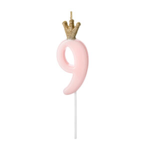 Sünnipäevaküünal Number 9, heleroosa