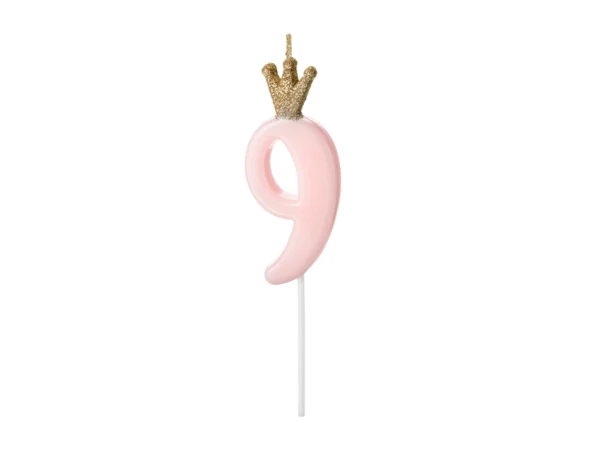 Sünnipäevaküünal Number 9, heleroosa