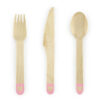 Puidust söögiriistad roosa, 16 cm, 18 tk