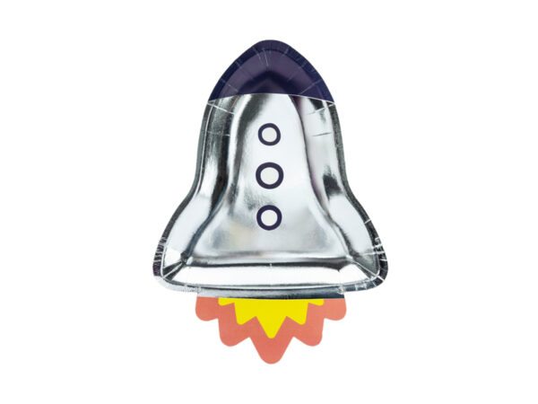 Kosmoseteemalised raketikujulised papptaldrikud