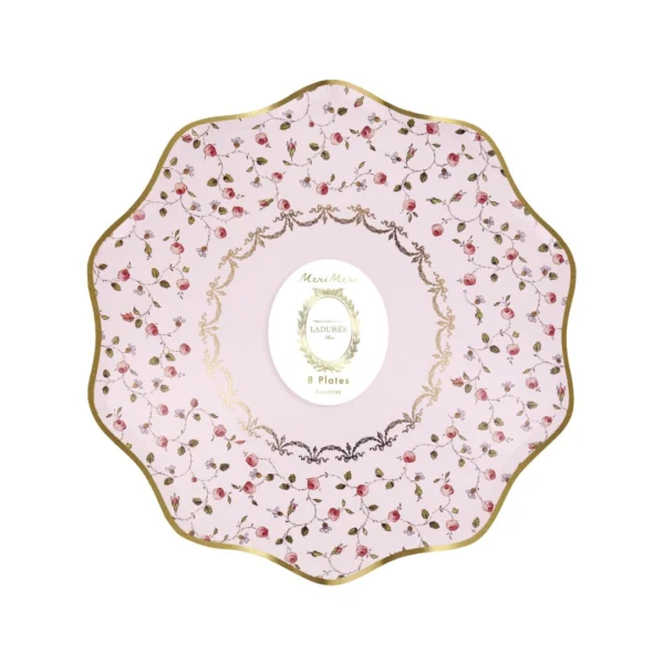 Meri Meri Marie-Antoinette roosimustrilised papptaldrikud (21 cm)