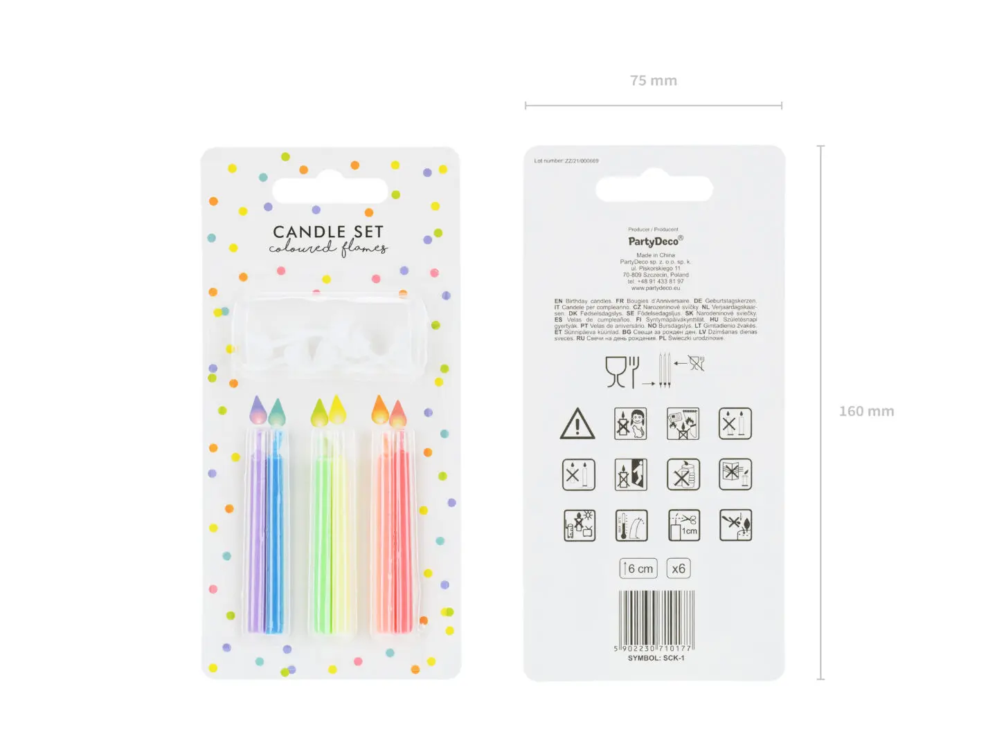 Sünnipäevaküünlad värvilise leegiga 6 cm – 6tk - Image 2