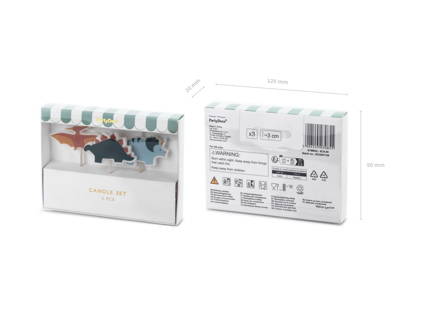 Dinosauruse sünnipäevaküünlad 3 cm – 3tk - Pilt 3