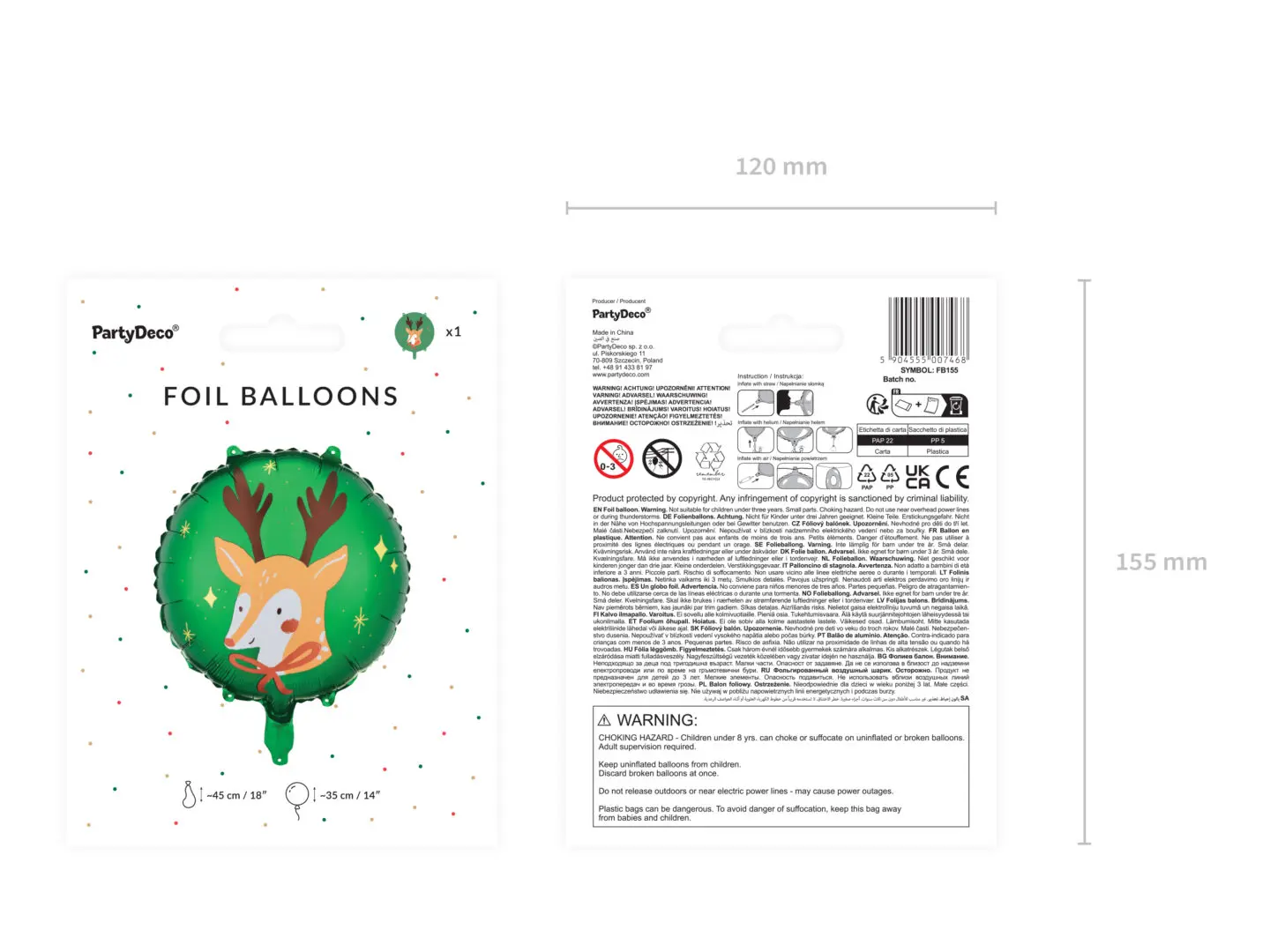 Fooliumõhupall põhjapõder 35 cm - Image 3